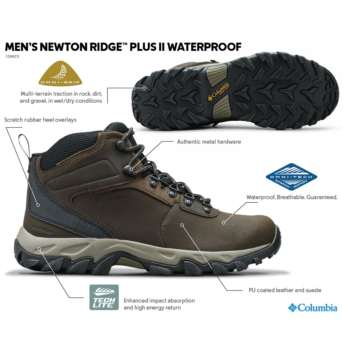 Columbia Newton Ridge Plus II Waterproof Hiking Boot - Men display picture 2