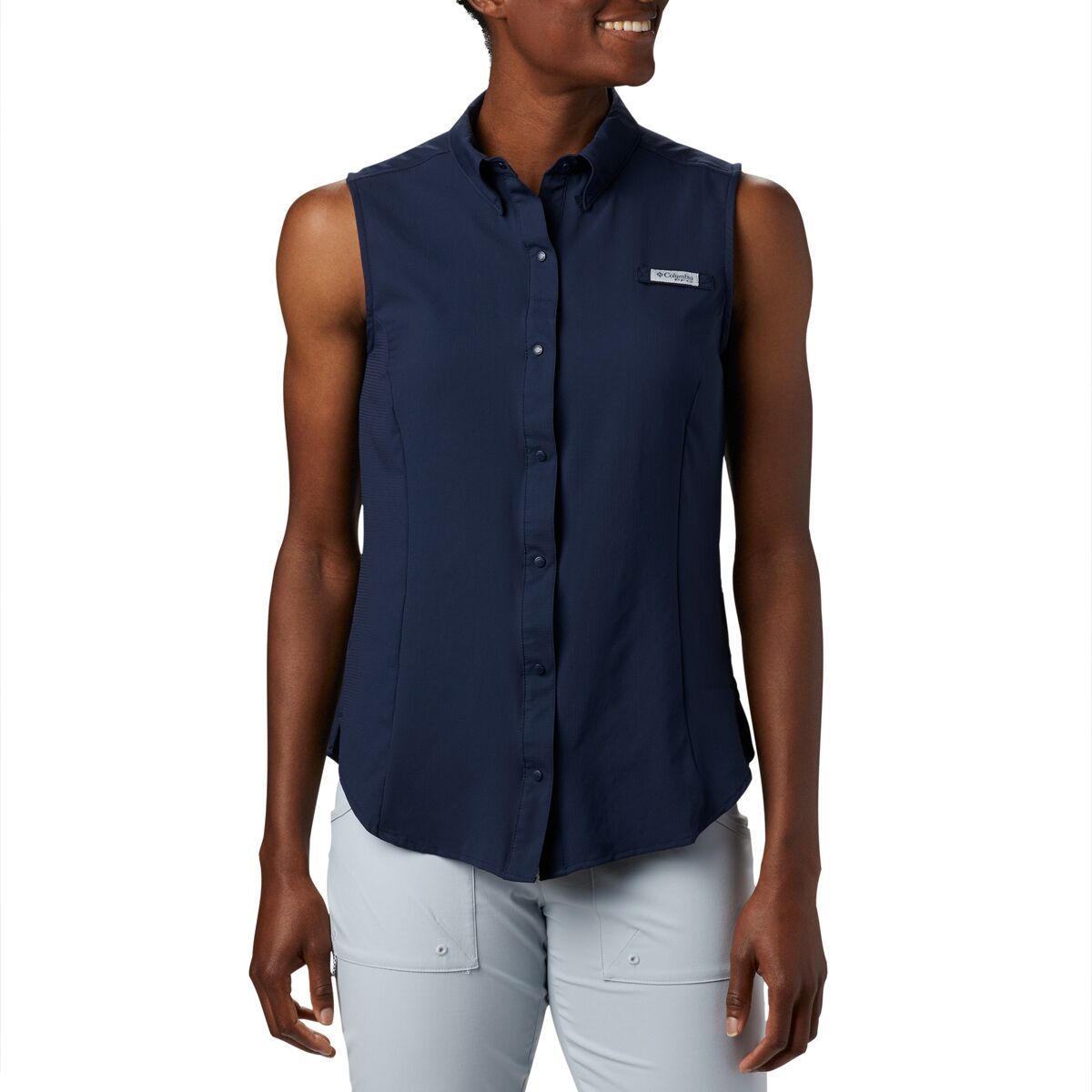 Image of Columbia Tamiami Sleeveless Shirt - Women's Collegiate Navy, M