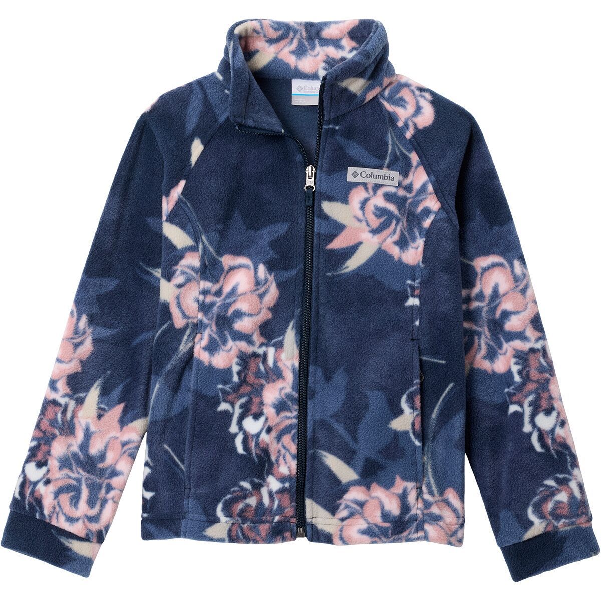 Image of Columbia Benton Springs II Printed Fleece Jacket - Girls' Collegiate Navy Blossoming, XS