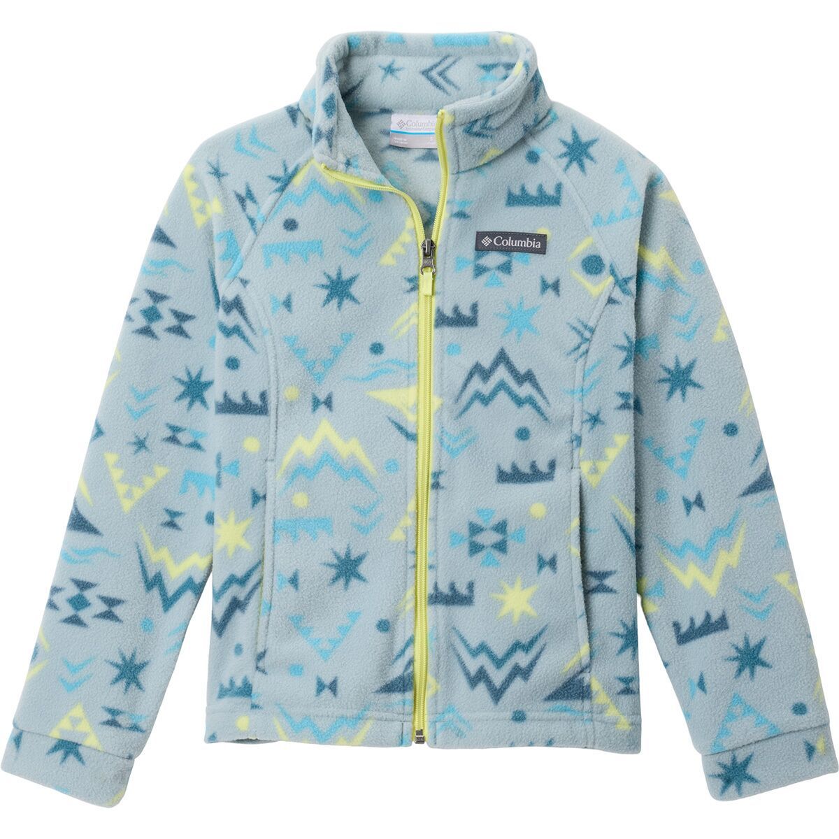 Image of Columbia Benton Springs II Printed Fleece Jacket - Girls' Crushed Blue Peaked, XL