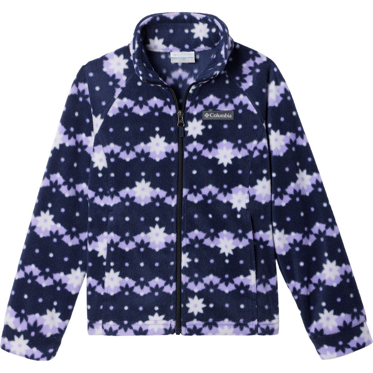 Columbia Benton Springs II Printed Fleece Jacket - Girls' Dark Nocturnal Daisy Dot, XS