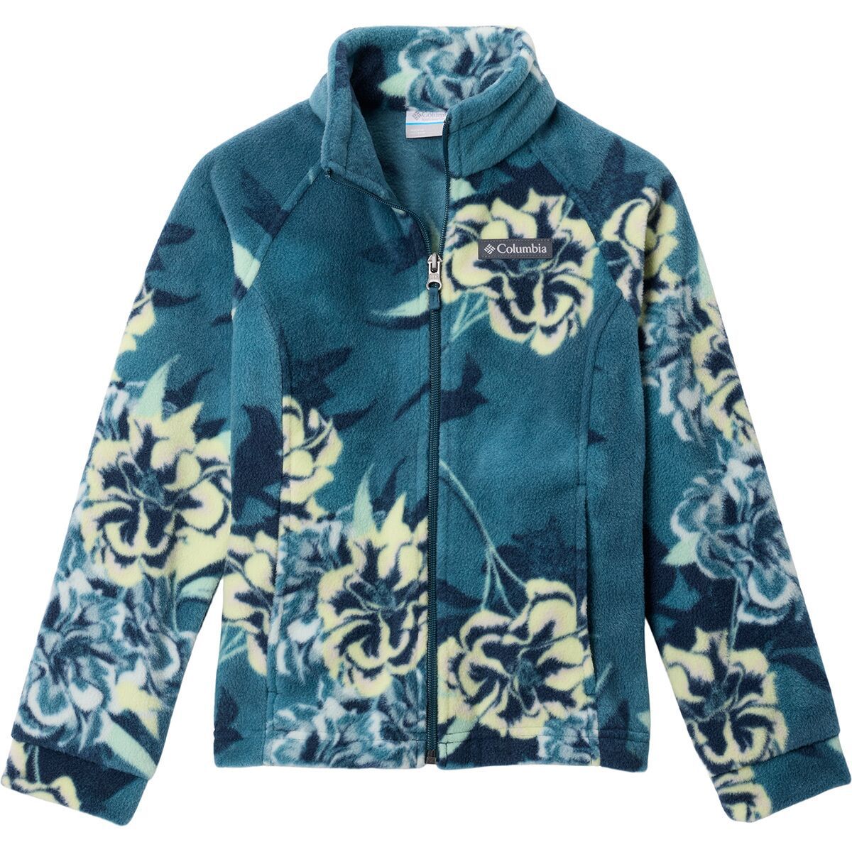 Image of Columbia Benton Springs II Printed Fleece Jacket - Girls' Everblue Blossoming, L