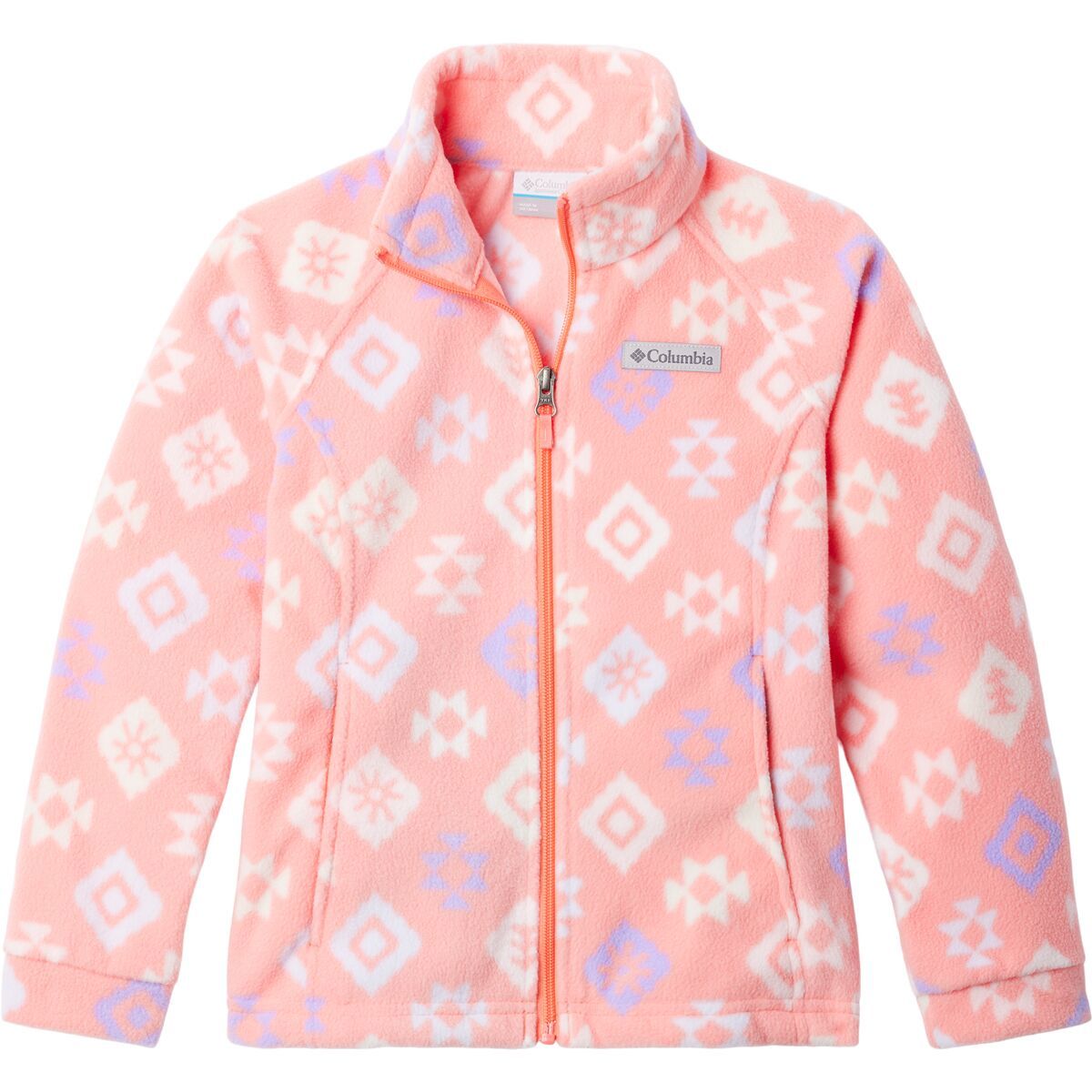 Columbia Benton Springs II Printed Fleece Jacket - Girls' Hot Coral Hinterland, L