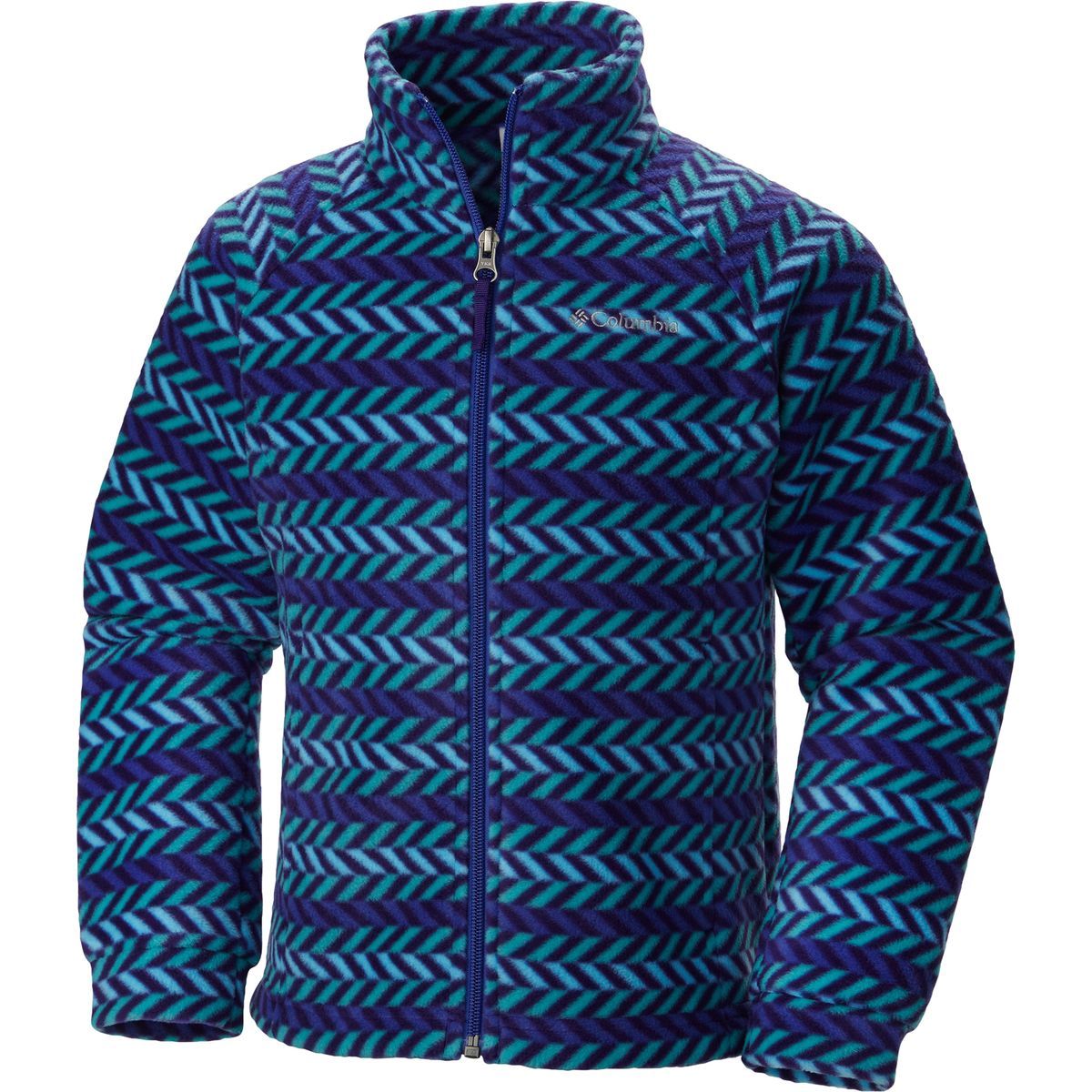 Columbia Benton Springs II Printed Fleece Jacket - Girls' Hyper Purple Chevron Print, L