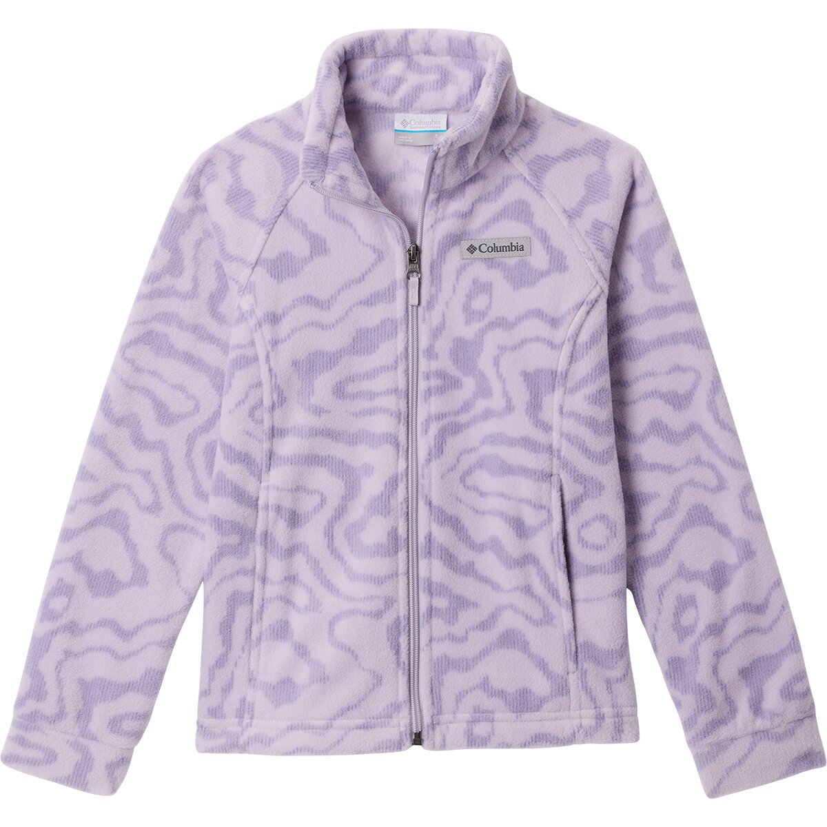 Image of Columbia Benton Springs II Printed Fleece Jacket - Girls' Lavender Pearl Topoglitch Tonal, M