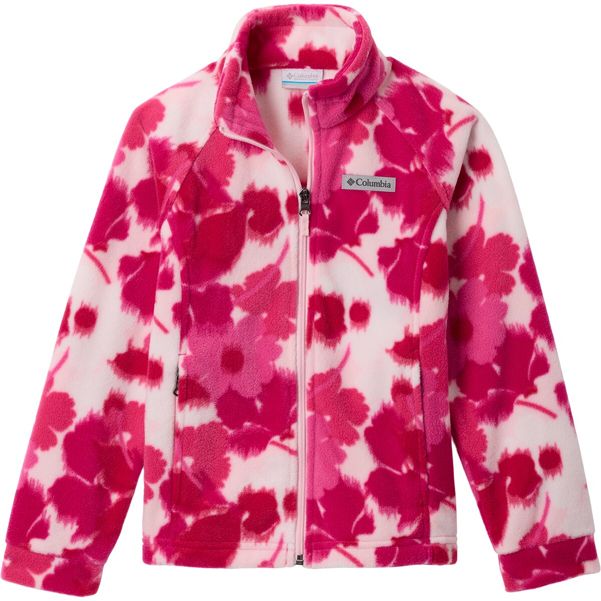 Image of Columbia Benton Springs II Printed Fleece Jacket - Girls' Pink Ice Ikatbloom, XL