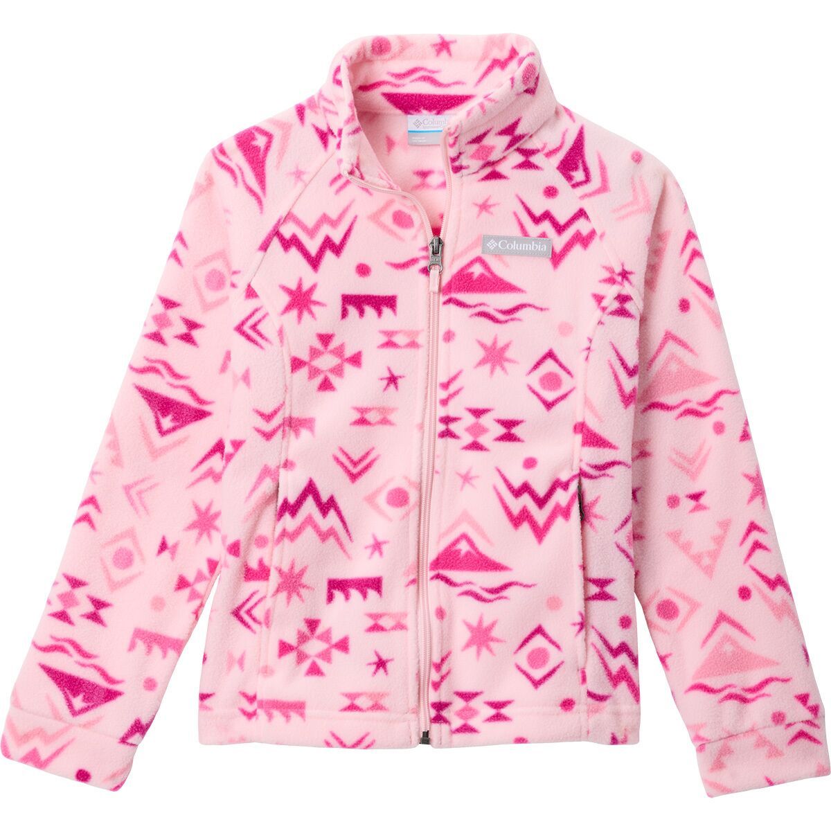 Image of Columbia Benton Springs II Printed Fleece Jacket - Girls' Satin Pink Peaked, S
