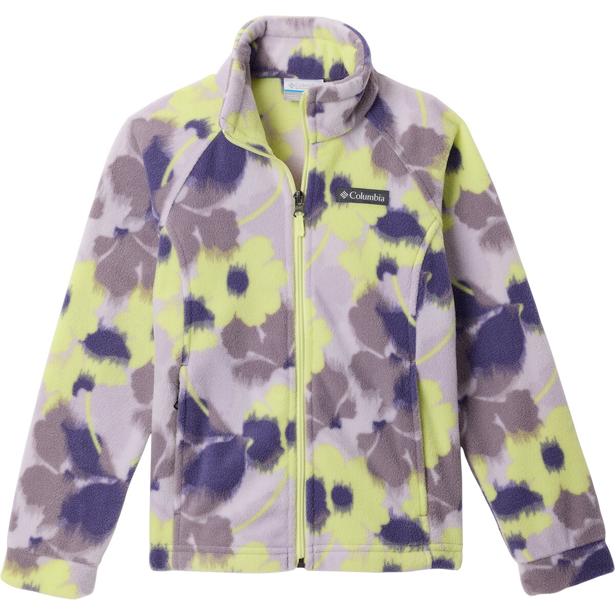 Image of Columbia Benton Springs II Printed Fleece Jacket - Girls' Shale Purple Ikatbloom, L