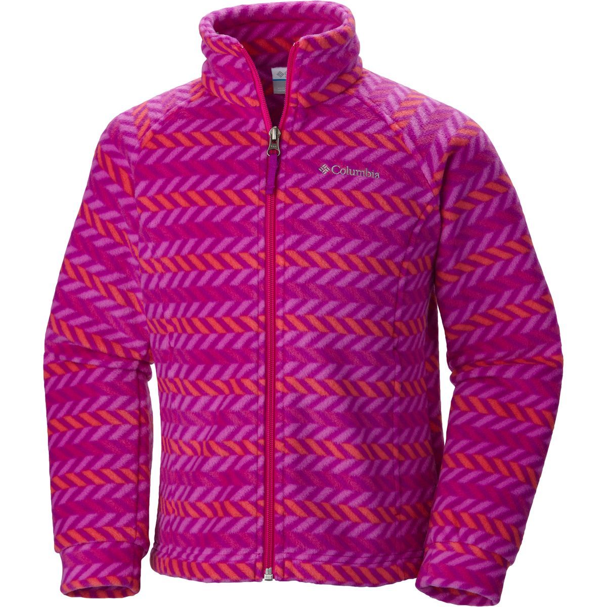 Columbia Benton Springs II Printed Fleece Jacket - Girls' Tango Pink Chevron Print, XS