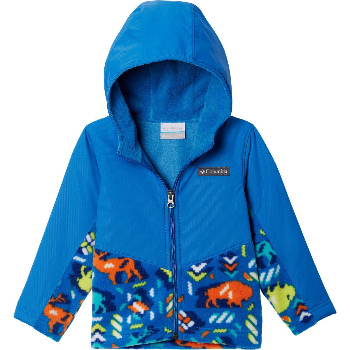 Columbia Steens Mt Overlay Hooded Fleece Jacket - Toddler Boys' Bright Indigo Buffaloroam/Bright Indigo, 3T