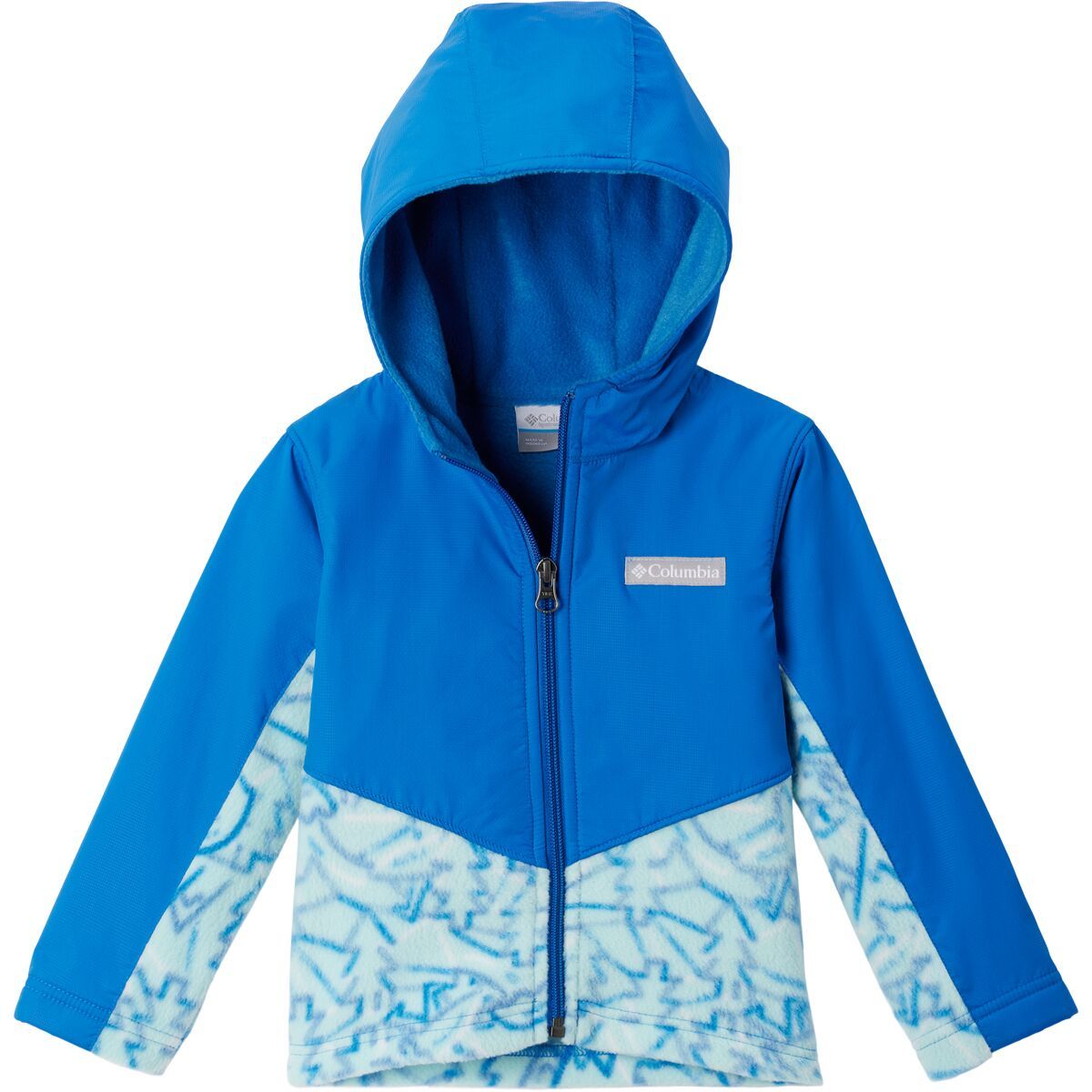 Columbia Steens Mt Overlay Hooded Fleece Jacket - Toddler Boys' Spray Camptastic/Bright Indigo, 3T