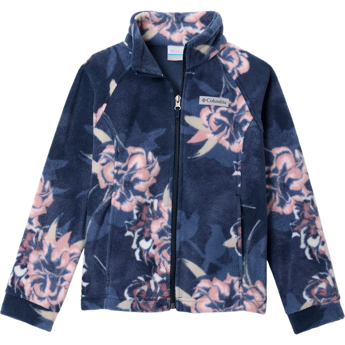 Image of Columbia Benton Springs II Printed Fleece Jacket - Toddler Girls' Collegiate Navy Blossoming, 2T