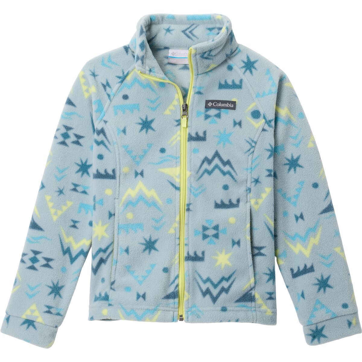 Image of Columbia Benton Springs II Printed Fleece Jacket - Toddler Girls' Crushed Blue Peaked, 3T