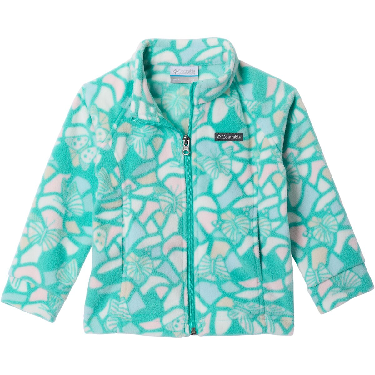 Image of Columbia Benton Springs II Printed Fleece Jacket - Toddler Girls' Dolphin Fly High, 4T