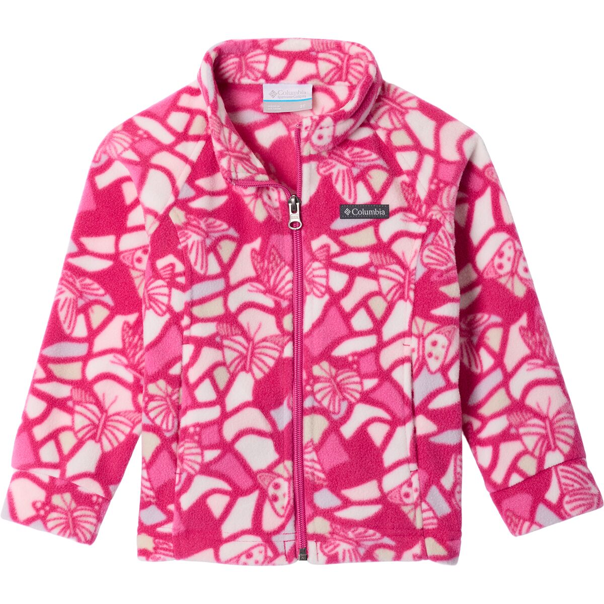 Image of Columbia Benton Springs II Printed Fleece Jacket - Toddler Girls' Guava Pink Fly High, 2T