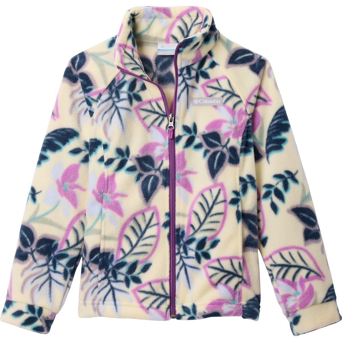 Image of Columbia Benton Springs II Printed Fleece Jacket - Toddler Girls' Lemon Wash Pasteled, 2T