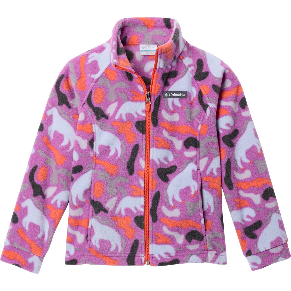 Image of Columbia Benton Springs II Printed Fleece Jacket - Toddler Girls' Razzle Uniflauge, 3T