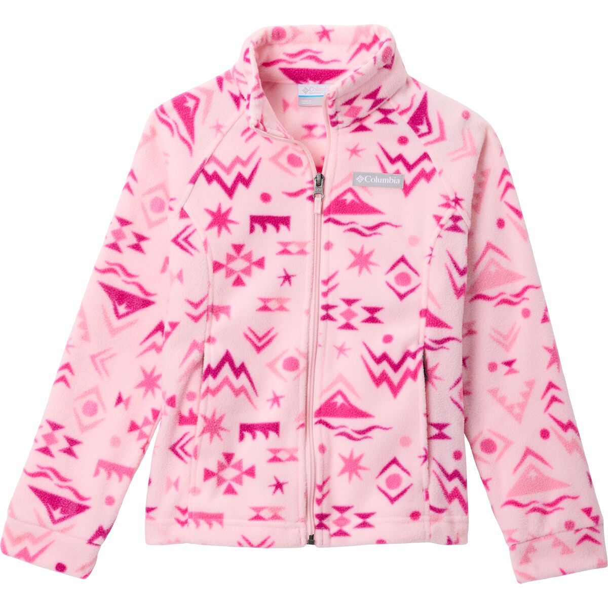 Image of Columbia Benton Springs II Printed Fleece Jacket - Toddler Girls' Satin Pink Peaked, 3T