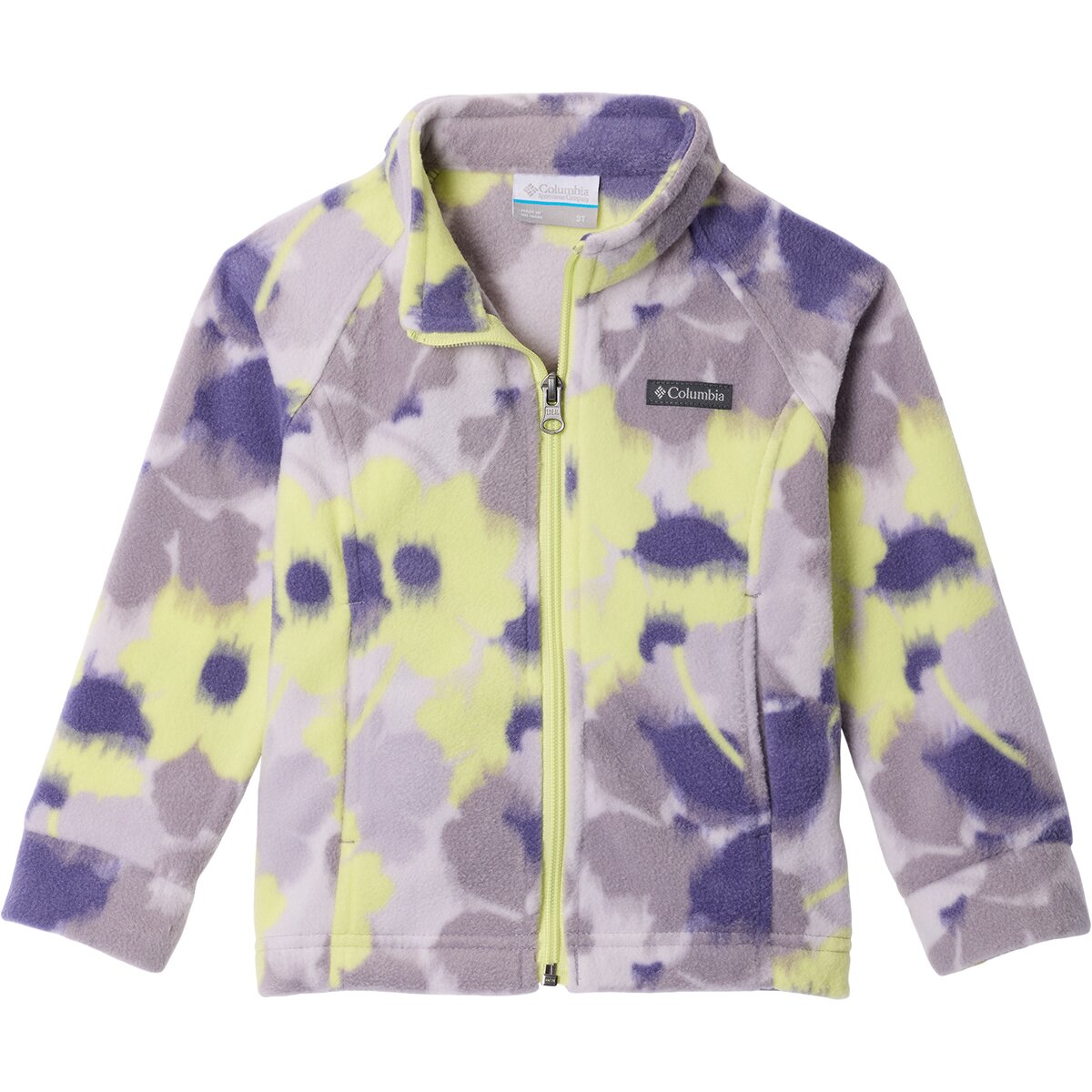 Image of Columbia Benton Springs II Printed Fleece Jacket - Toddler Girls' Shale Purple Ikatbloom, 2T
