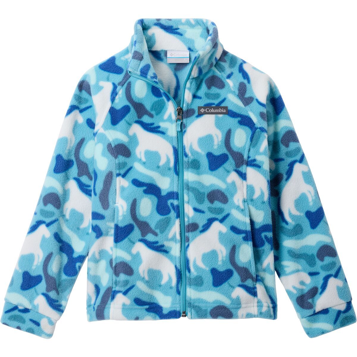 Image of Columbia Benton Springs II Printed Fleece Jacket - Toddler Girls' Vintage Blue Uniflauge, 2T