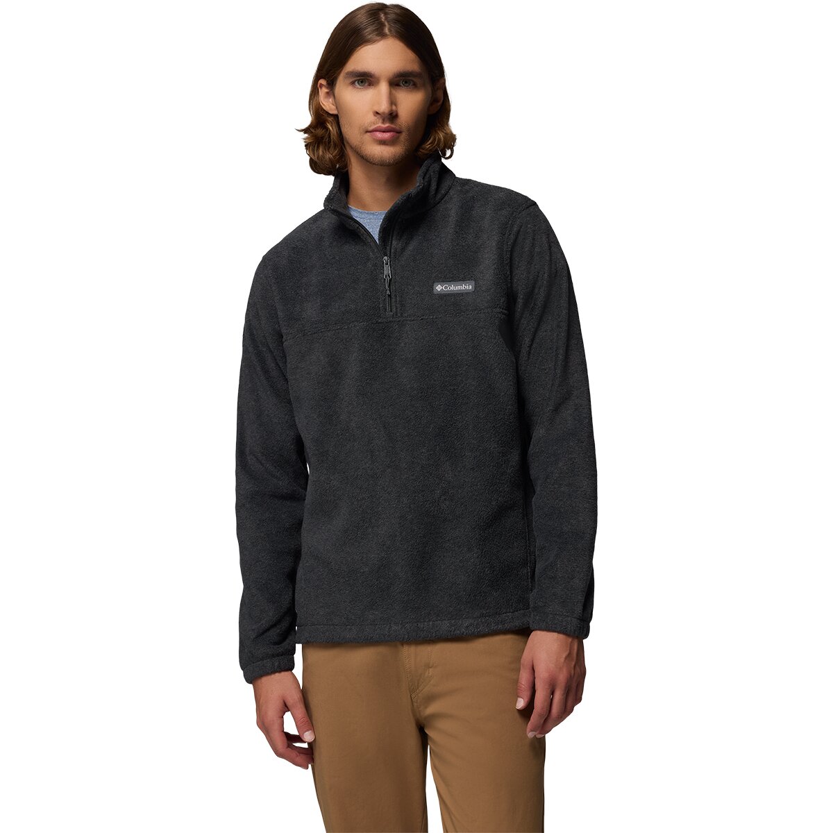 Image of Columbia Steens Mountain 1/2-Zip Fleece Jacket - Men's Charcoal Heather, XXL