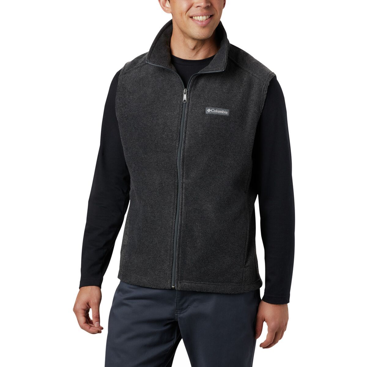 Image of Columbia Steens Mountain Fleece Vest - Men's Charcoal Heather, S