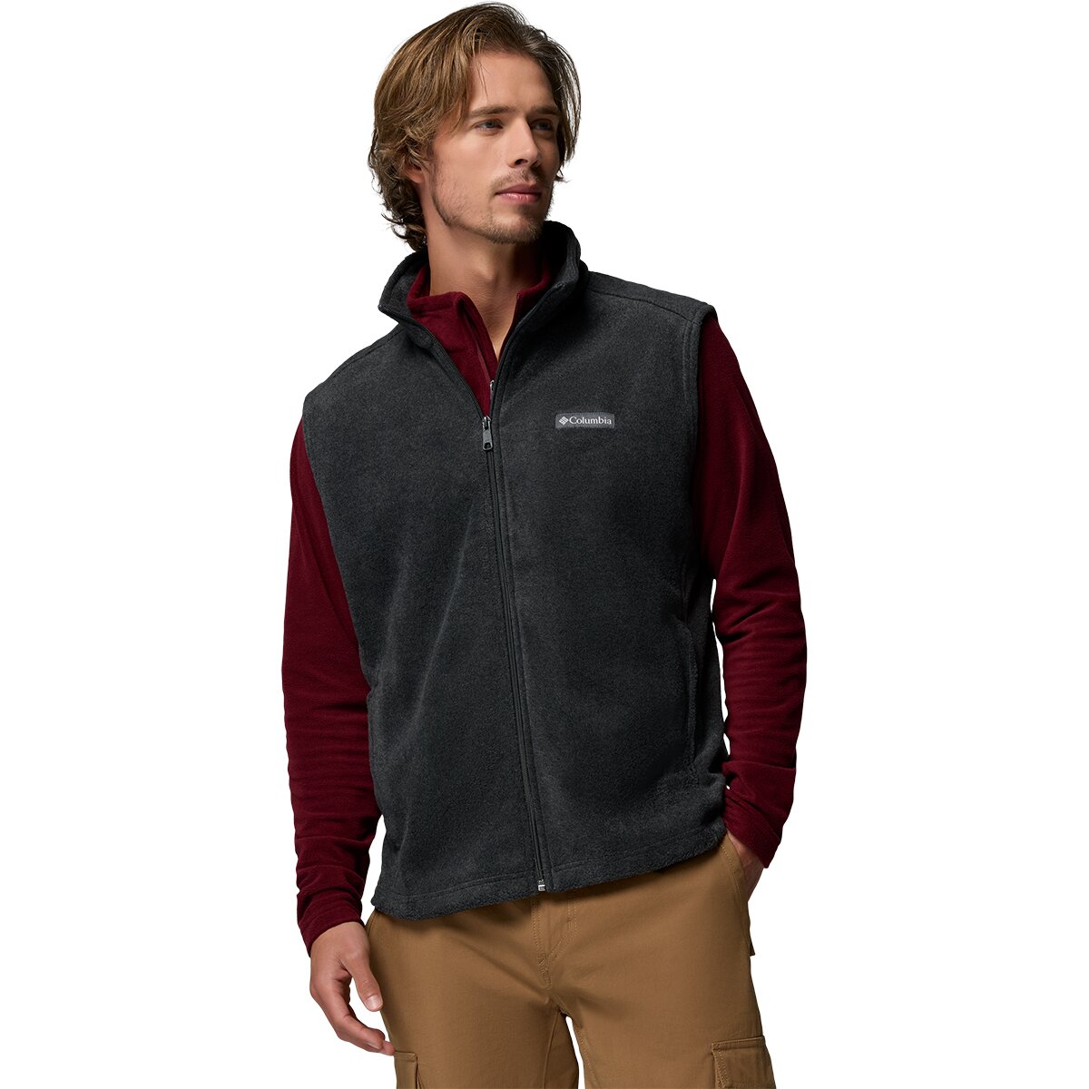 Image of Columbia Steens Mountain Fleece Vest - Men's Charcoal Heather, XL
