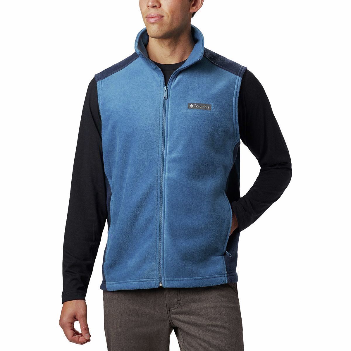 Columbia Steens Mountain Fleece Vest - Men's Scout Blue/Collegiate Navy, L