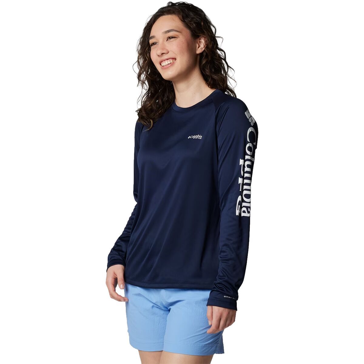 Image of Columbia Tidal II Long-Sleeve T-Shirt - Women's Collegiate Navy/White Logo, S