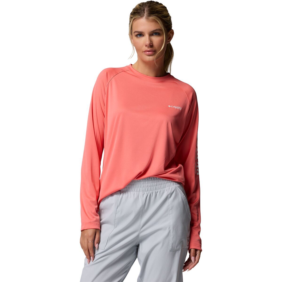 Image of Columbia Tidal II Long-Sleeve T-Shirt - Women's Melonade/White Logo, XS