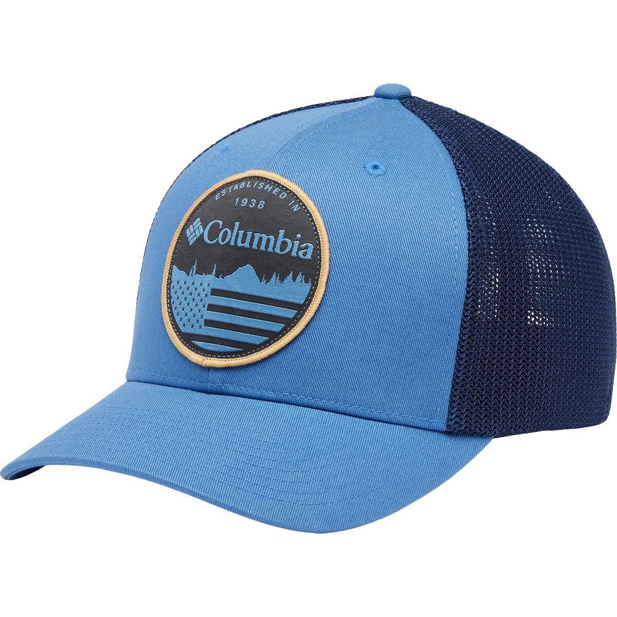Columbia Mesh Baseball Hat - Men's Skyler/Collegiate Navy/Flag, L/XL