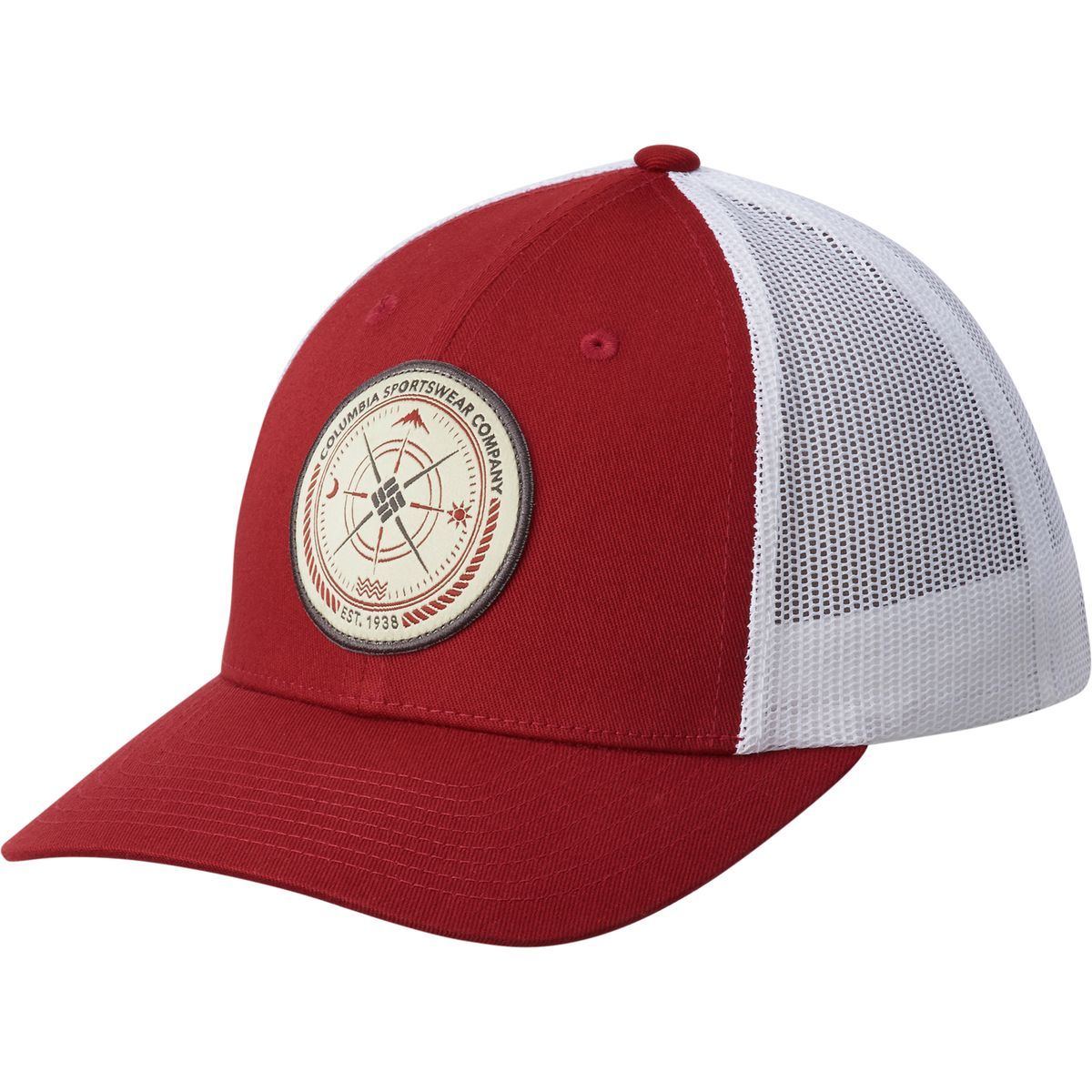 Columbia Mesh Snapback Hat - Men's Red Element/Compass Patch, One Size
