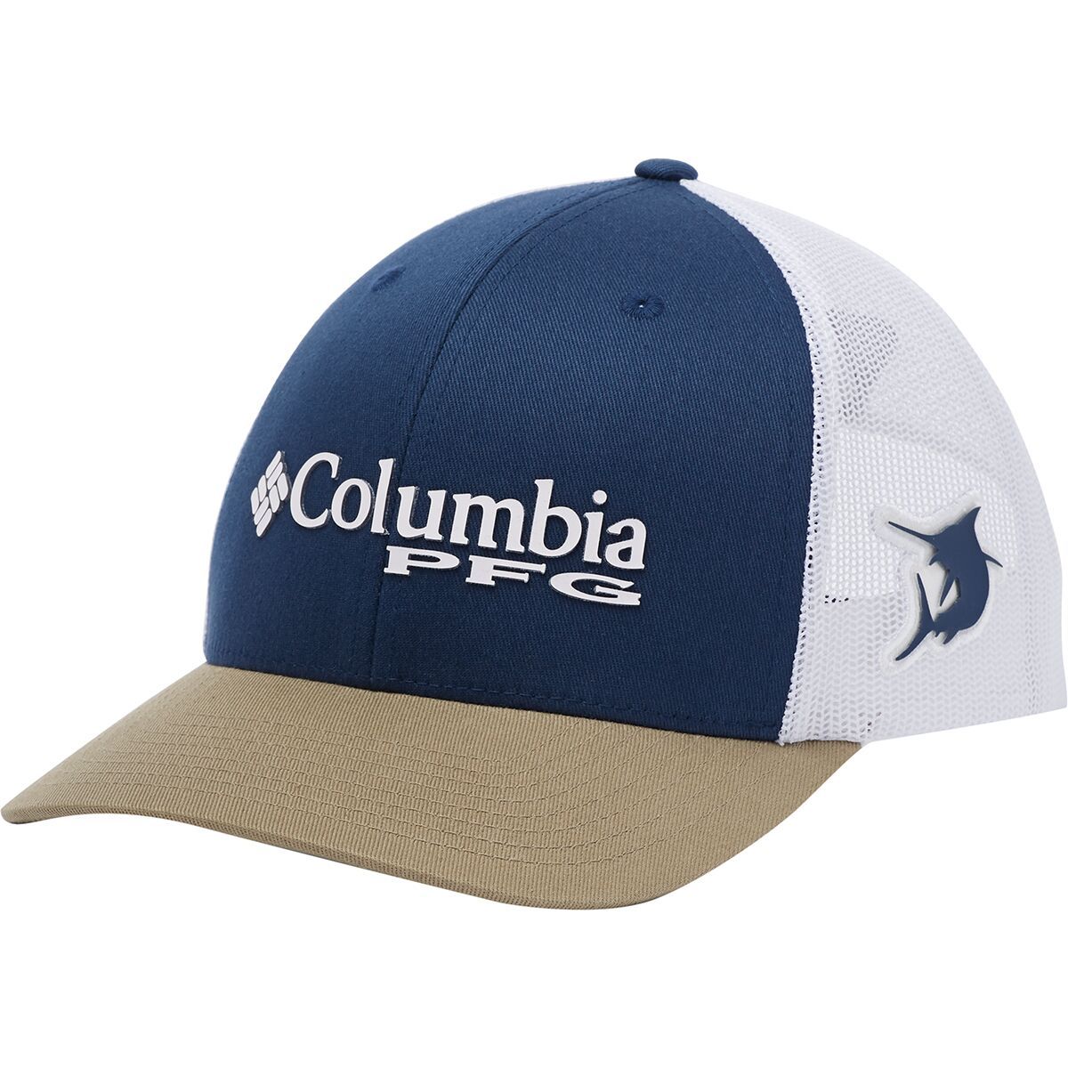 Columbia PFG Mesh Snap Back Ball Cap - Men's Carbon/White/Tusk/Marlin, One Size