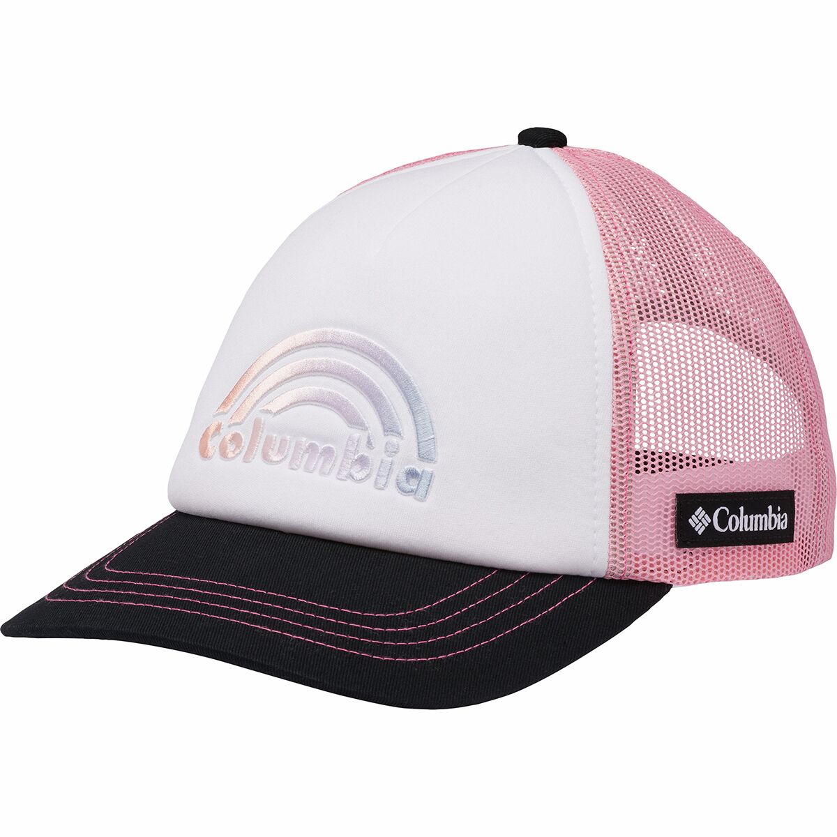 Columbia Women's Mesh Hat in White Columbia Rainbow Embroidery