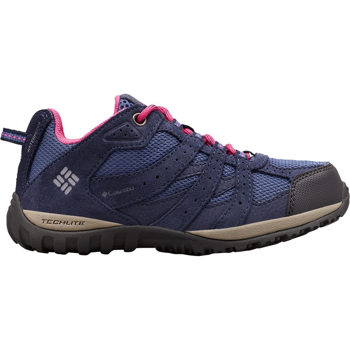 Columbia Redmond Waterproof Hiking Shoe - Girls' Bluebell/Pink Ice, 5.0