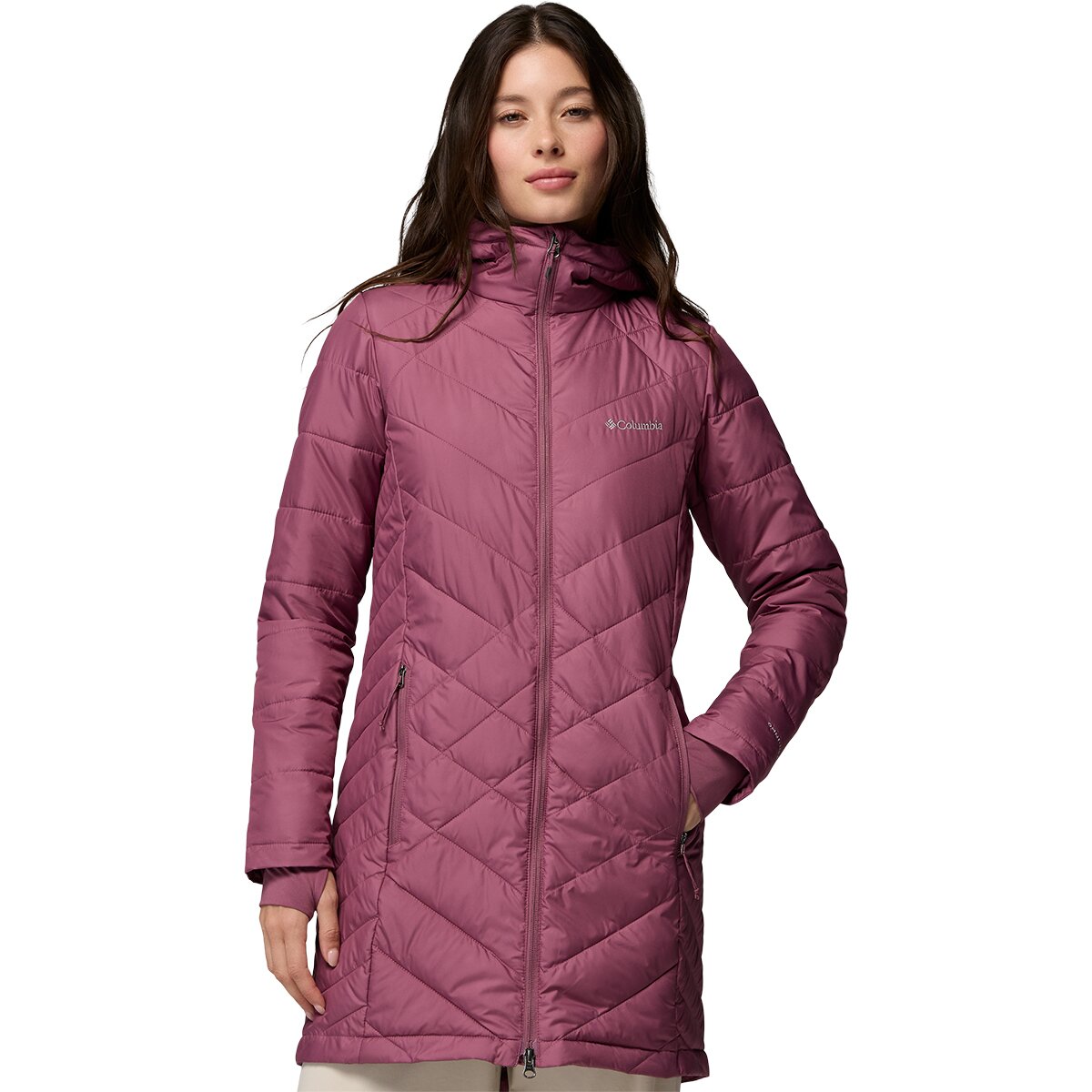 Image of Columbia Heavenly Long Hooded Jacket - Women's Antique Mauve, M