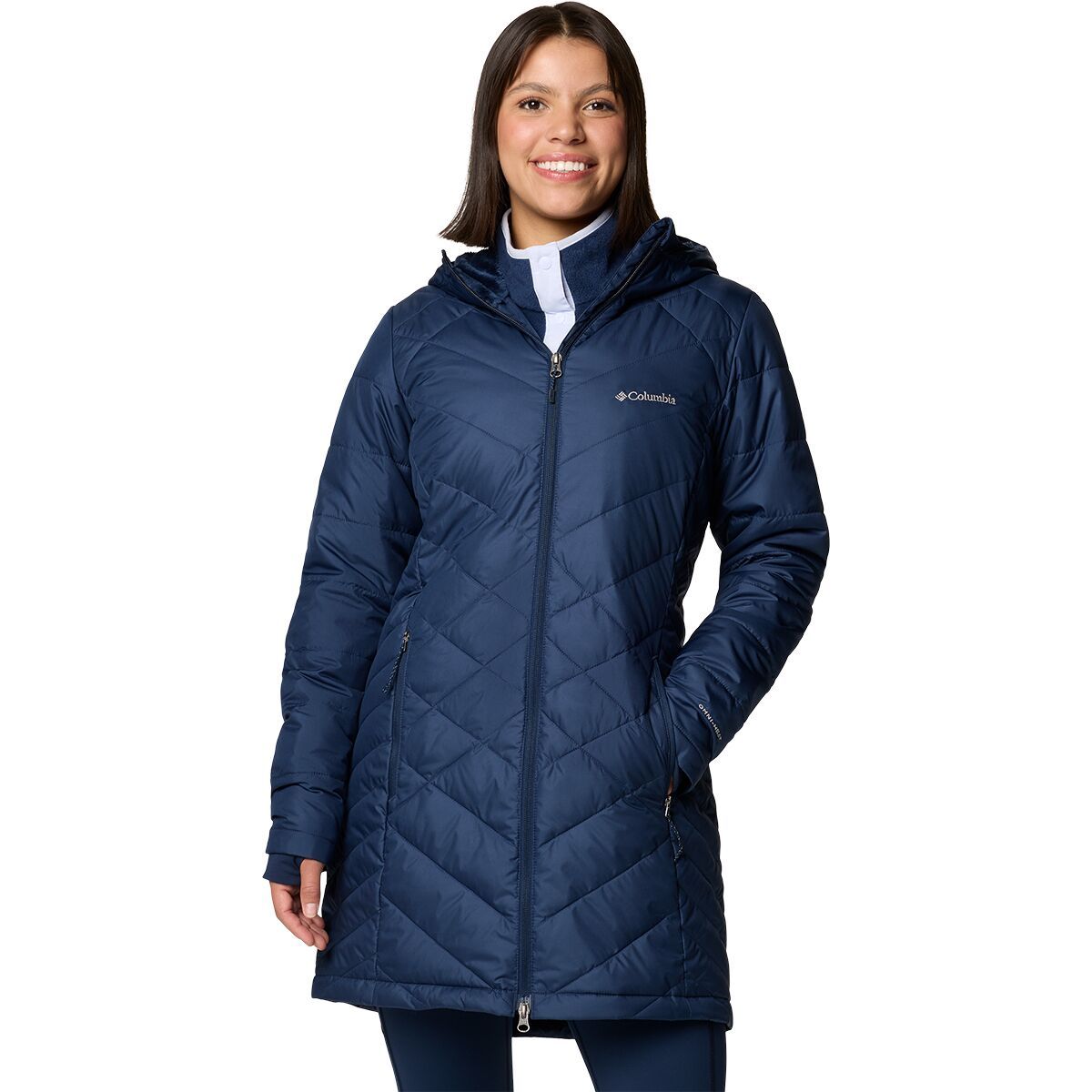 Image of Columbia Heavenly Long Hooded Jacket - Women's Collegiate Navy, M