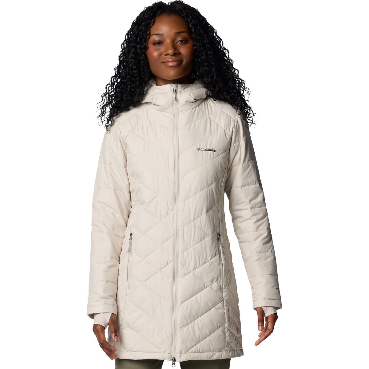 Image of Columbia Heavenly Long Hooded Jacket - Women's Dark Stone, XS