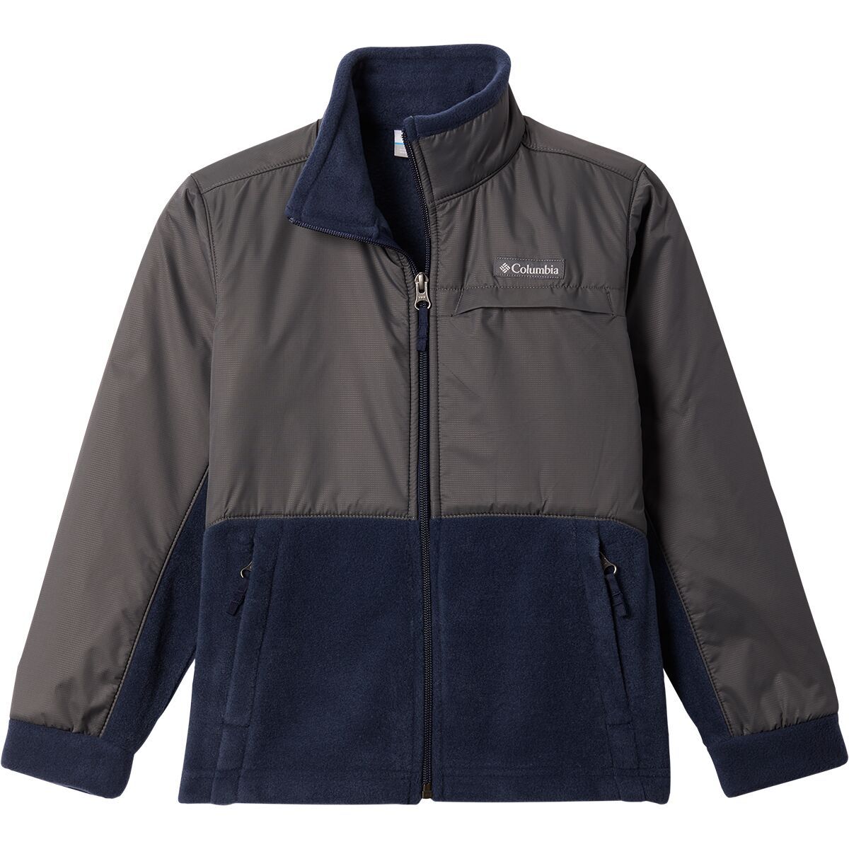 Columbia Steens Mt Overlay Fleece Jacket - Boys' Collegiate Navy/Grill, S
