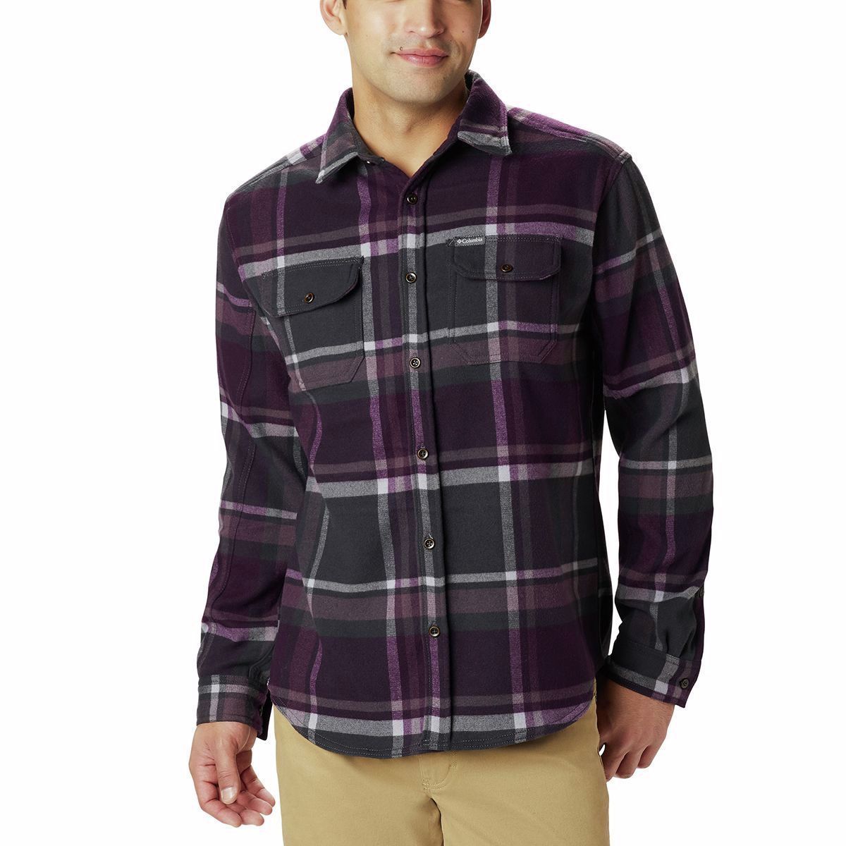 Columbia Deschutes River Heavyweight Flannel - Men's Black Cherry Oversized Check, XL