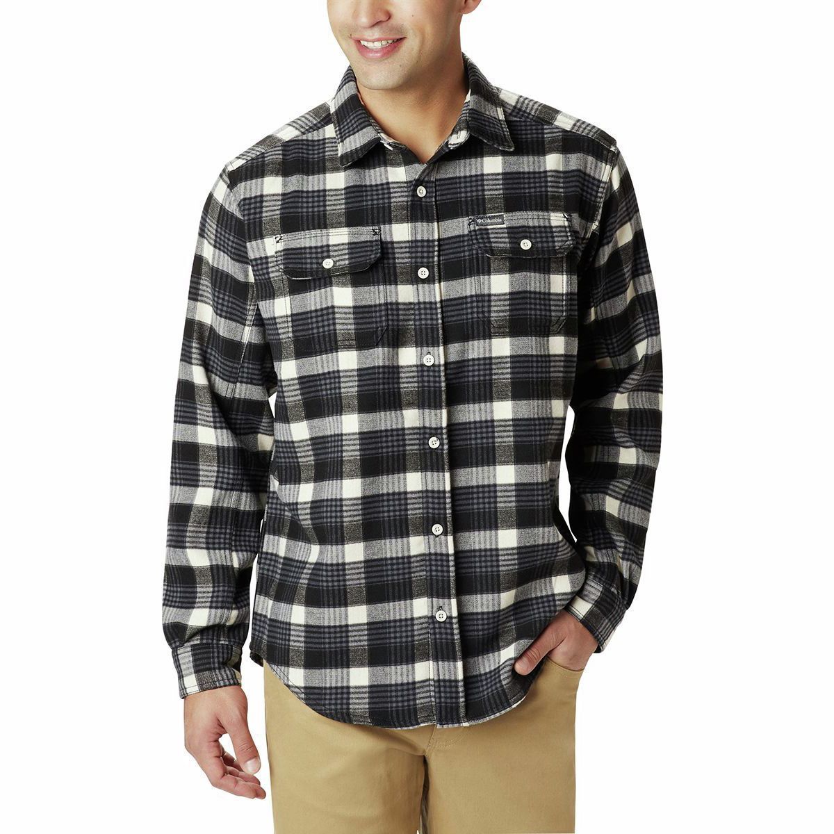 Columbia Deschutes River Heavyweight Flannel - Men's Black Medium Plaid, XL