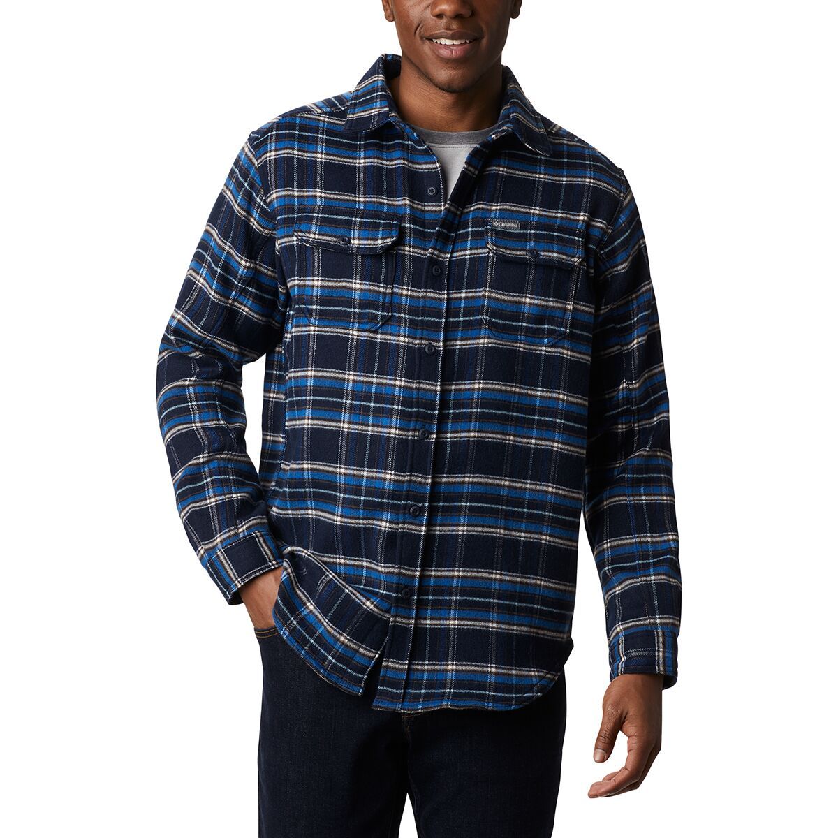 Columbia Deschutes River Heavyweight Flannel - Men's Collegiate Navy Plaid, XL
