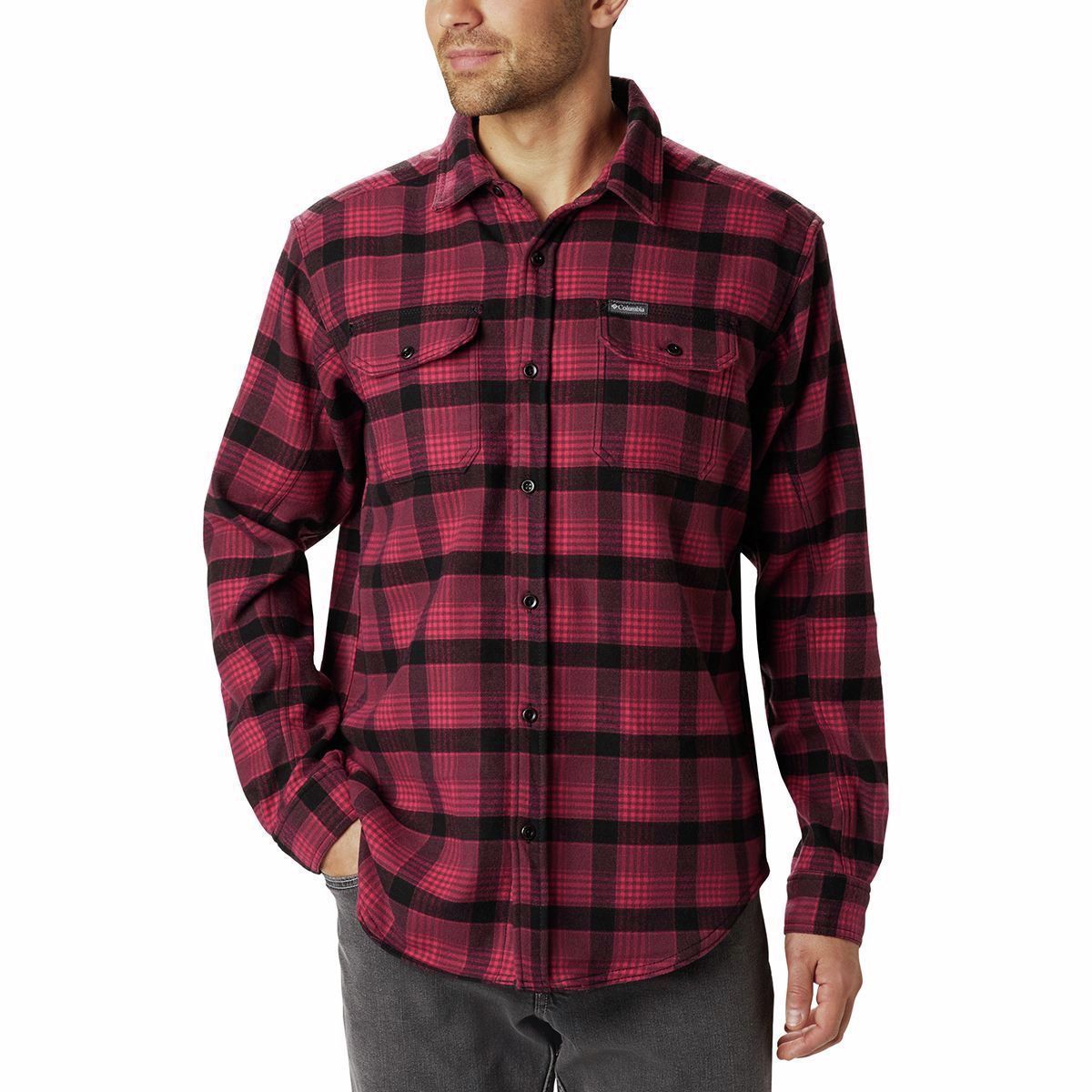 Columbia Deschutes River Heavyweight Flannel - Men's Mountain Red Medium Plaid, XL