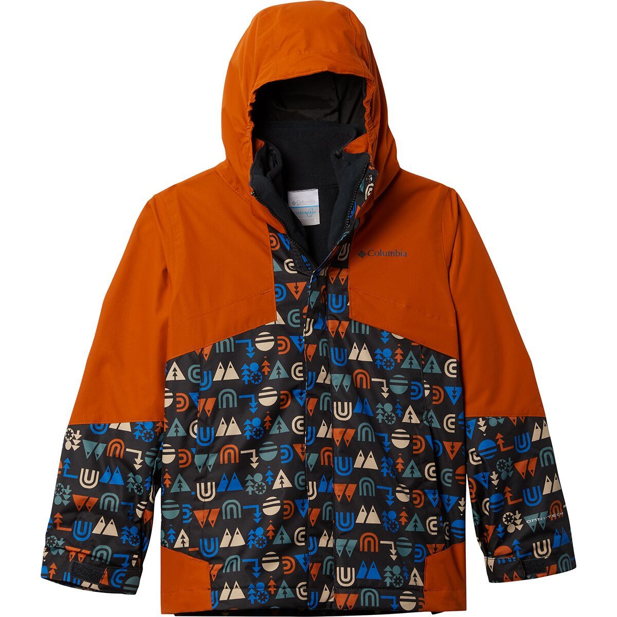 Columbia Bugaboo II Interchange Parka - Boys' Black Biconic/Warm Copper, M