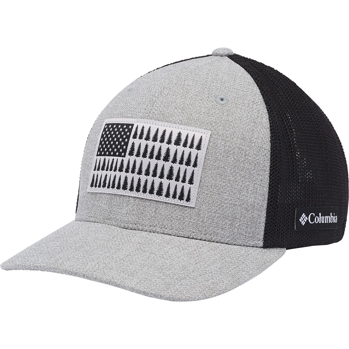 Image of Columbia Mesh Tree Flag Trucker Hat Columbia Grey Heather/Black, XXL