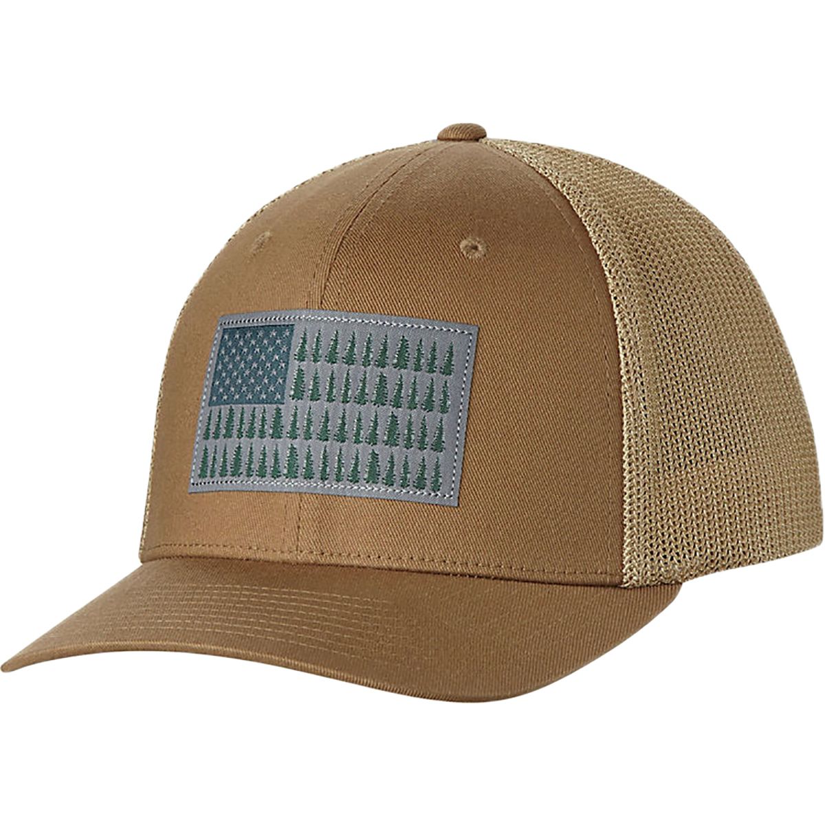 Image of Columbia Mesh Tree Flag Trucker Hat Delta, S/M