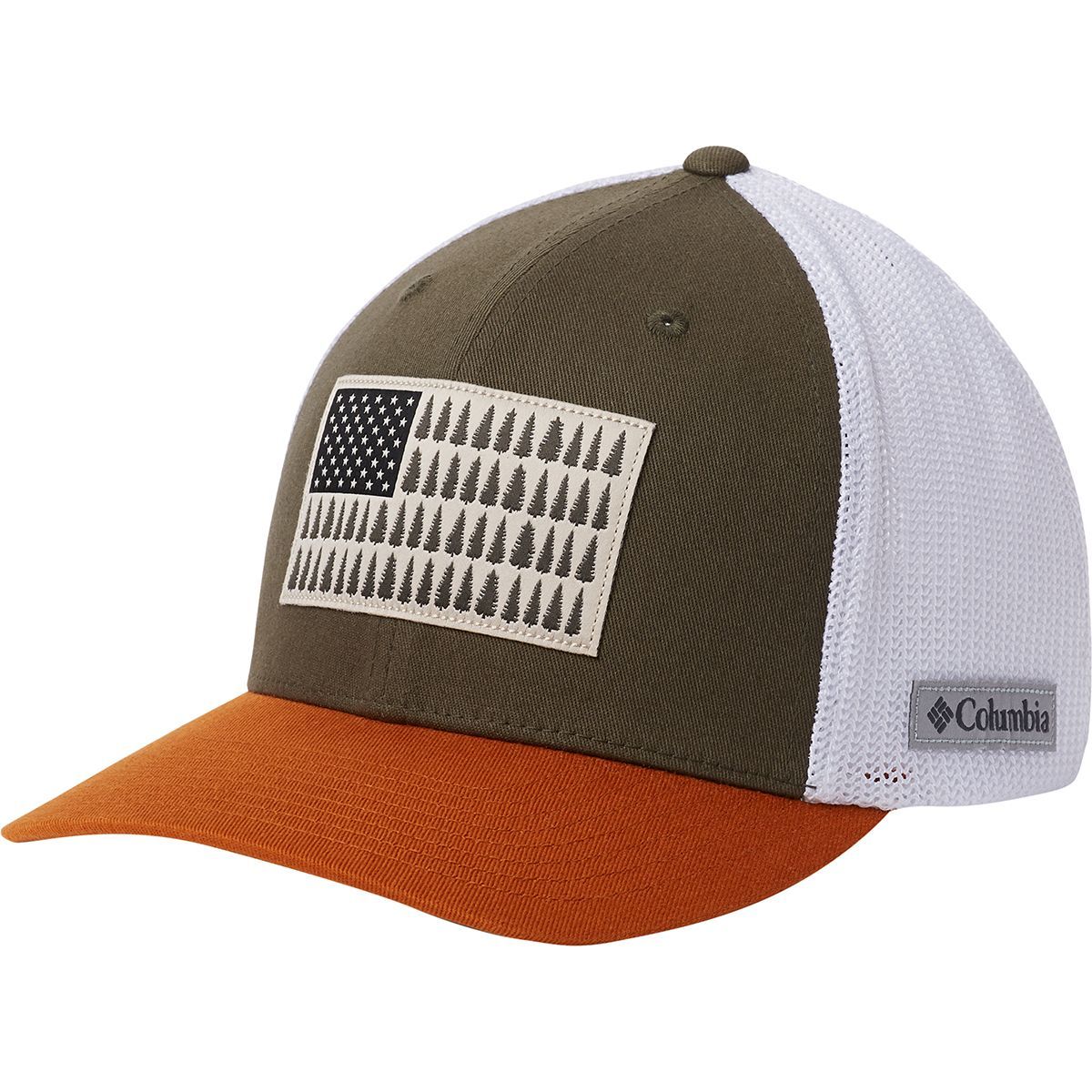 Columbia Mesh Tree Flag Trucker Hat Olive Green/White/Caramel, S/M