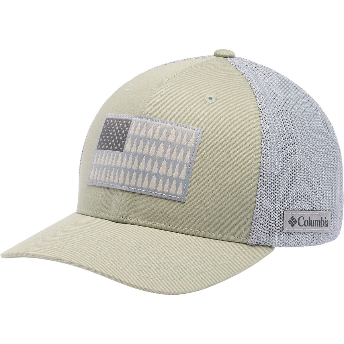 Image of Columbia Mesh Tree Flag Trucker Hat Safari/Columbia Grey, S/M