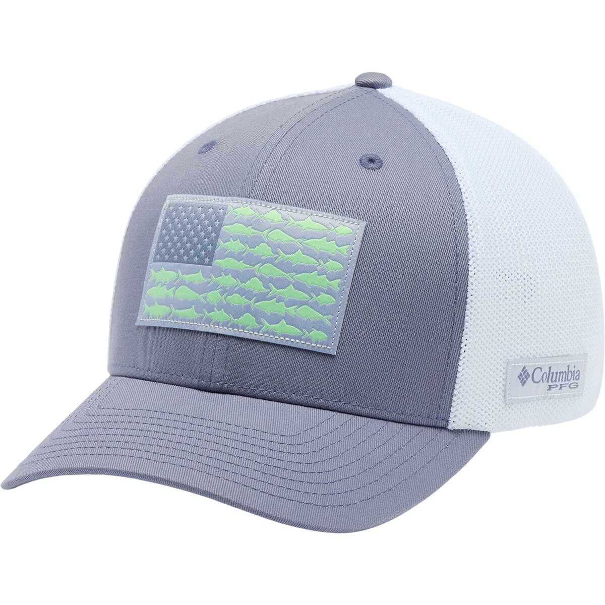 Image of Columbia PFG Mesh Fish Flag Trucker Hat New Moon/Fish Flag, XXL