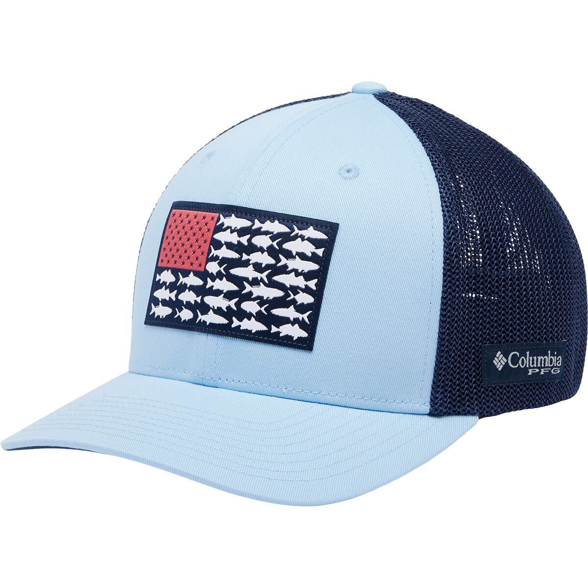 Columbia PFG Mesh Fish Flag Trucker Hat Sail/Collegiate Navy/Inshore Flag, L/XL